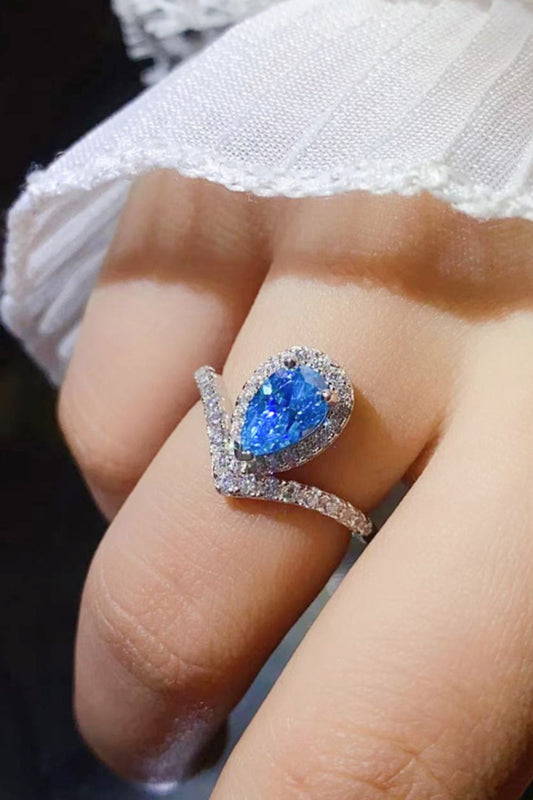 1 Carat Pear Shape Moissanite Heart Ring - LaTezza Online Shop