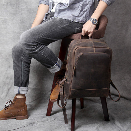 Retro First Layer Cowhide Men's Backpack Leather - LaTezza Online Shop