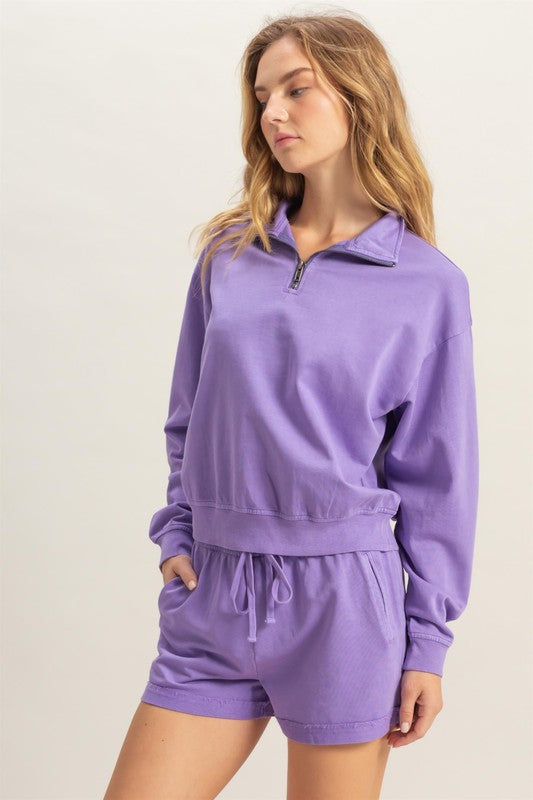 Quarter Zip Drop Shoulder Sweatshirt - LaTezza Online Shop