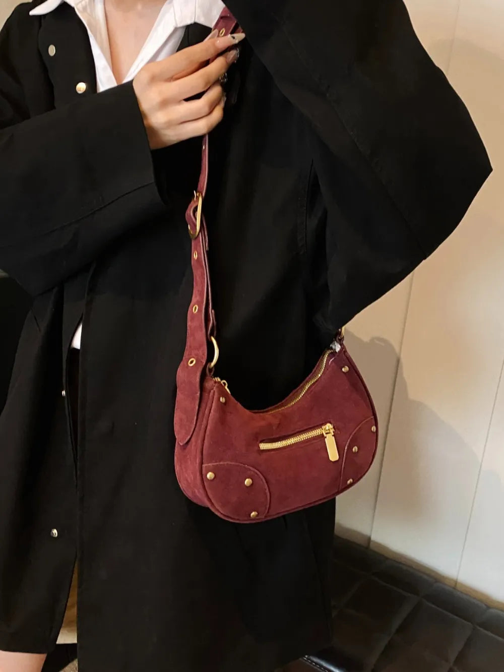 Small Suede Adjustable Strap Shoulder Bag - LaTezza Online Shop