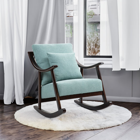 Accent Chair Rocking woven fabric Mid Century Modern Accent Chairs Comfy Upholstered Glider Arm Chair with Solid Wood for Living Room Bedroom Balcony - LaTezza Online Shop