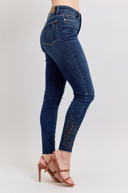 Judy Blue Full Size Embroidered High Rise Skinny Jeans Plus Size - LaTezza Online Shop