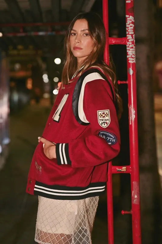 MABLE M Bomber Varsity Jacket with Patch Detail - LaTezza Online Shop