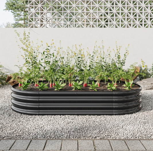 Raised Garden Bed Outdoor, Oval Metal Planter For Plants, Vegetables, Flowers - LaTezza Online Shop