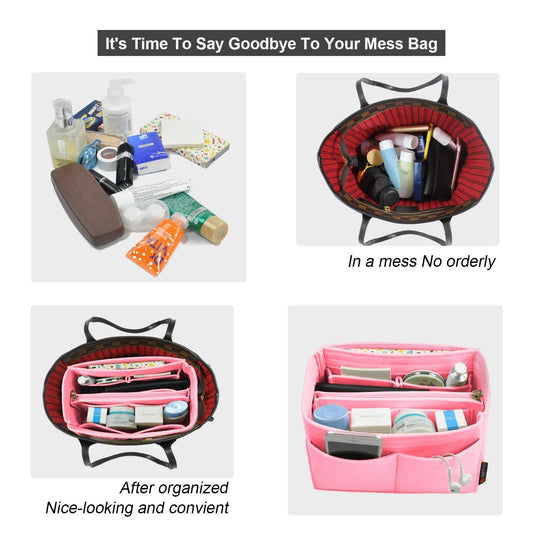 Tote Insert Liner Purse Pouch Women Travel Handbag Felt Bag XL Pink - LaTezza Online Shop