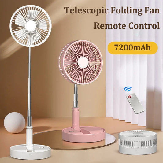 7200mAh USB Rechargeable Fan Portable Foldable Telescopic Silent Fan 4 Speed Adjustable Cooling Fan with Remote Control