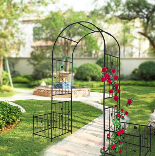 Metal Garden Arch With Plant Stands 79.5W X 86.6H Climbing Plants Rose Support - LaTezza Online Shop