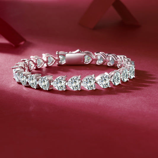 24 Carat Moissanite 925 S.S. Heart Bracelet - LaTezza Online Shop