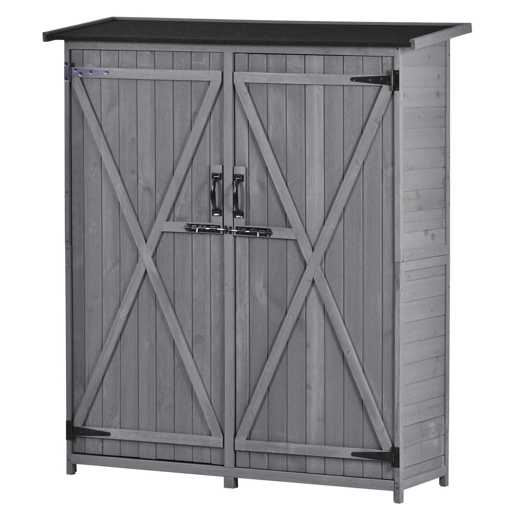 Outdoor 5.3ft Hx4.6ft L Wood Storage Shed Tool Organizer,Garden Shed, Storage Cabinet with Waterproof Asphalt Roof Gray - LaTezza Online Shop