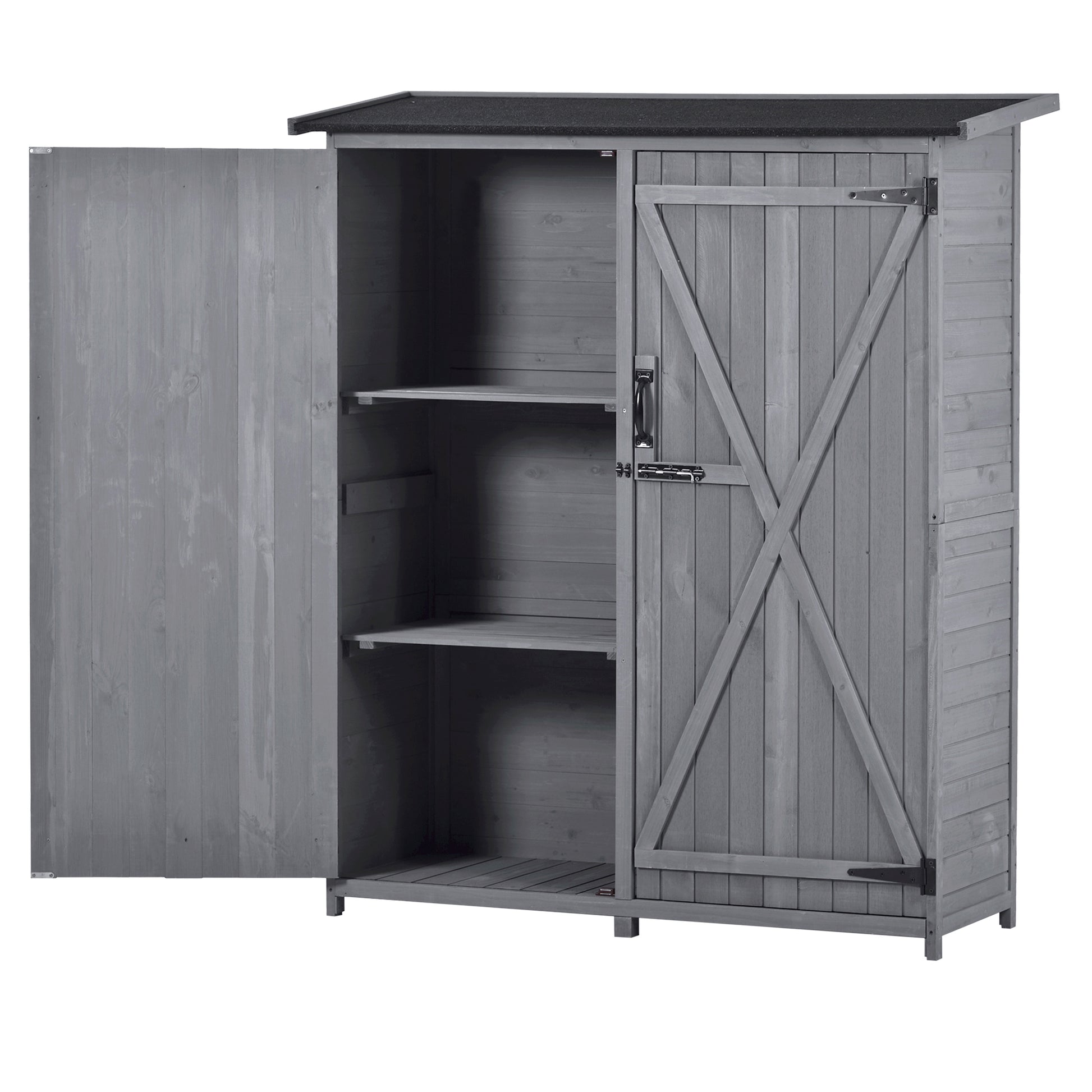 Outdoor 5.3ft Hx4.6ft L Wood Storage Shed Tool Organizer,Garden Shed, Storage Cabinet with Waterproof Asphalt Roof Gray - LaTezza Online Shop