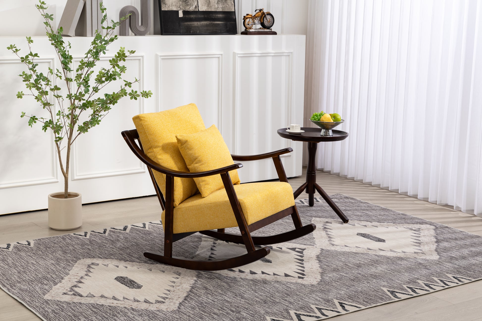 Mid Century Modern Accent Chairs Comfy Upholstered Glider Arm Chair with Solid Wood for Living Room Bedroom Balcony - LaTezza Online Shop