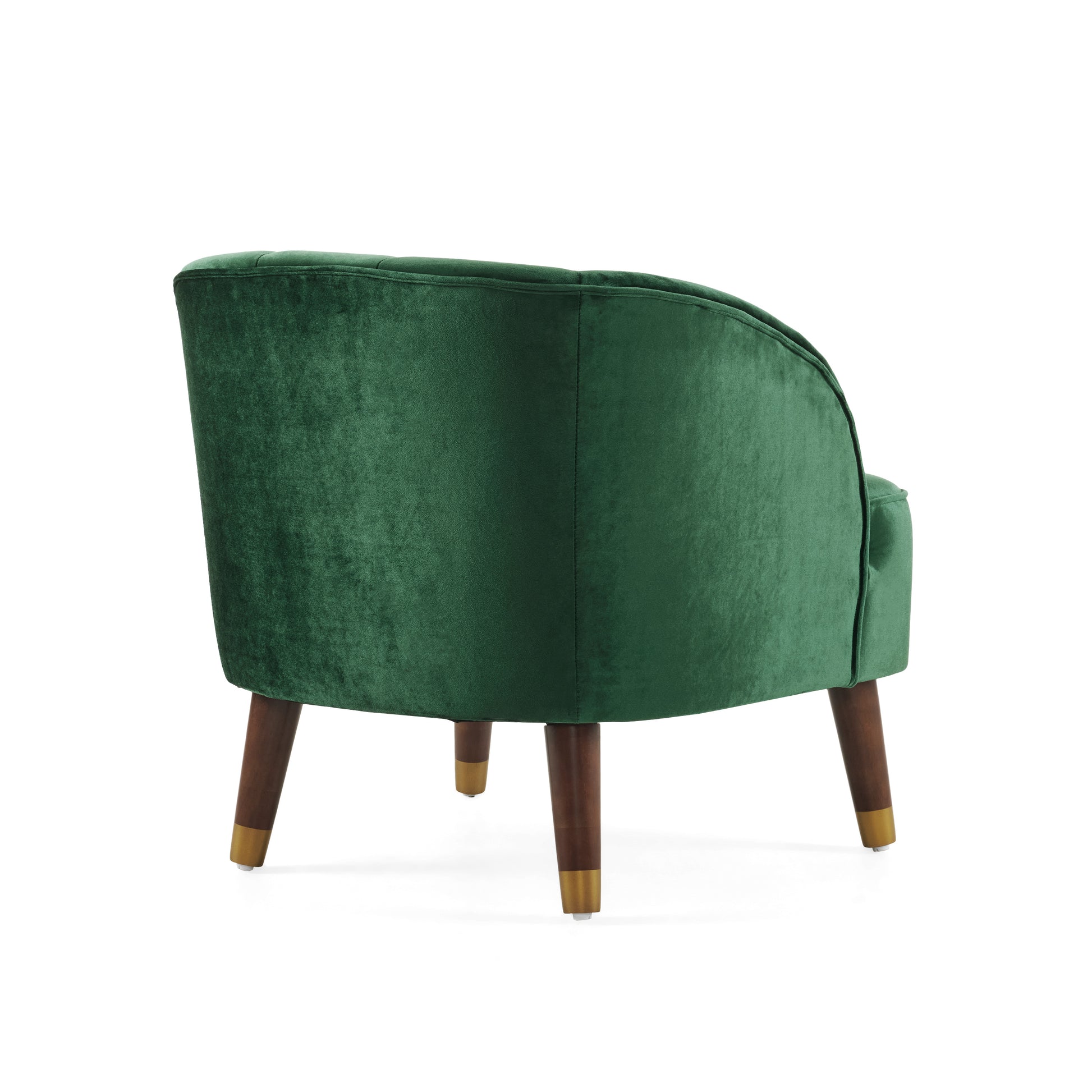 Green Upholstered Barrel Accent Chair With Wooden Legs - LaTezza Online Shop