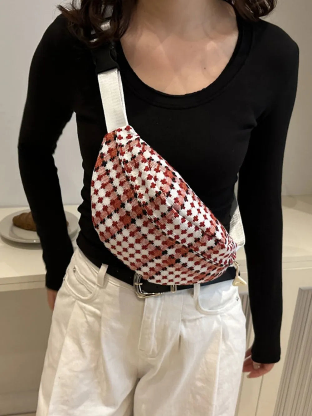 Strap Crossbody Bag Plaid Wide - LaTezza Online Shop