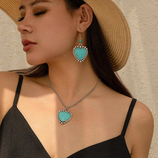 Holiday Ethnic Style Pine Stone Coconut Tree Necklace Simple Thread Love Neck Jewelry Set - LaTezza Online Shop
