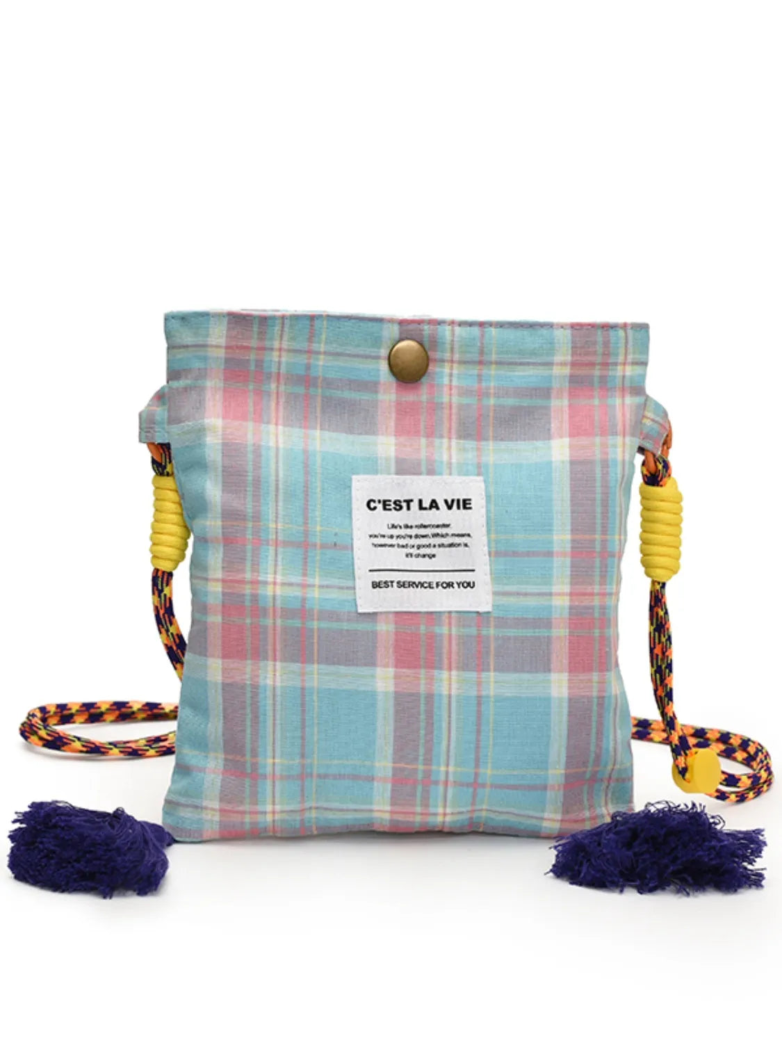 C'EST LA VIE Plaid Crossbody Bag with Tassel Detail - LaTezza Online Shop