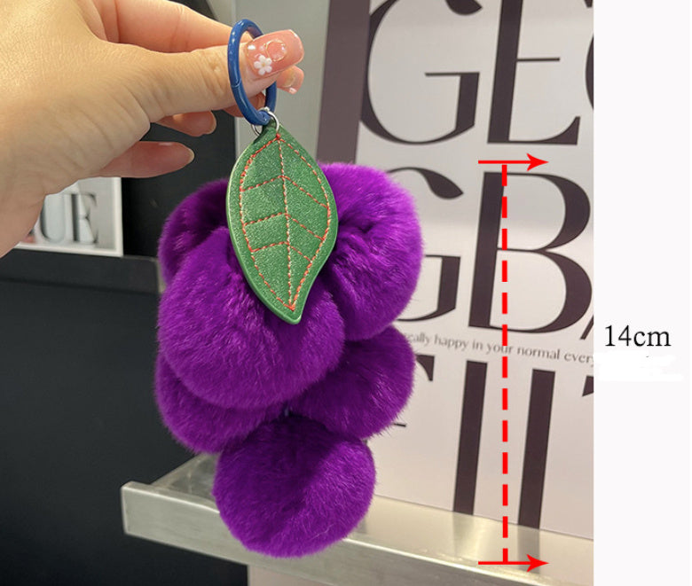 Real Rex Rabbit Hair Grape Car Key Ring Pendant - LaTezza Online Shop