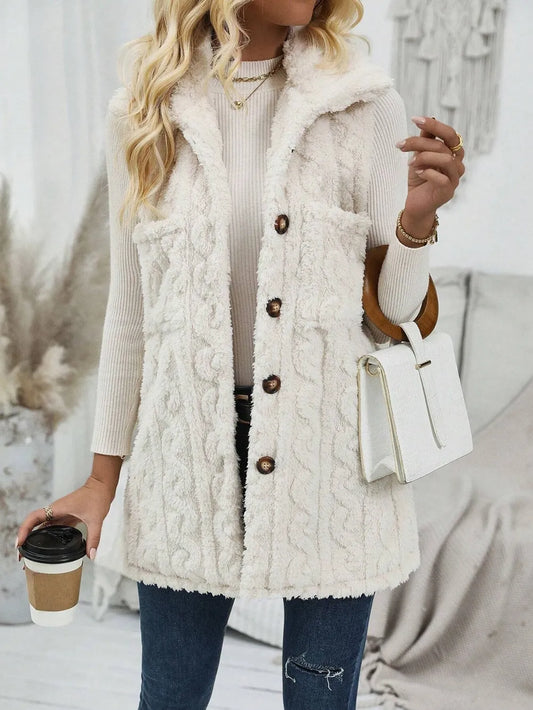 Fuzzy Button Up Vest Coat - LaTezza Online Shop