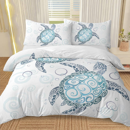 Turtle Bed Sets Ocean 3 Piece Turtle Themed Comforter Cover With 2 Pillowcases - LaTezza Online Shop
