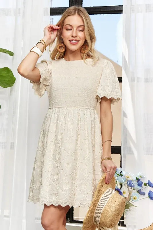 Dress ADORA Rround Neck Crinkle Babydoll Dress - LaTezza Online Shop