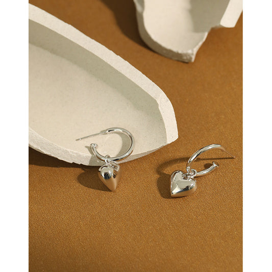 Simple temperament love heart-shaped pendant earrings women's versatile earrings - LaTezza Online Shop