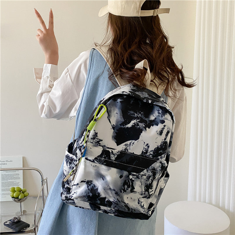 Student Schoolbag Women's Bag New Trendy Fashion Casual Backpack Western Style Simple Oil Painting Bag Travel Small Backpack - LaTezza Online Shop