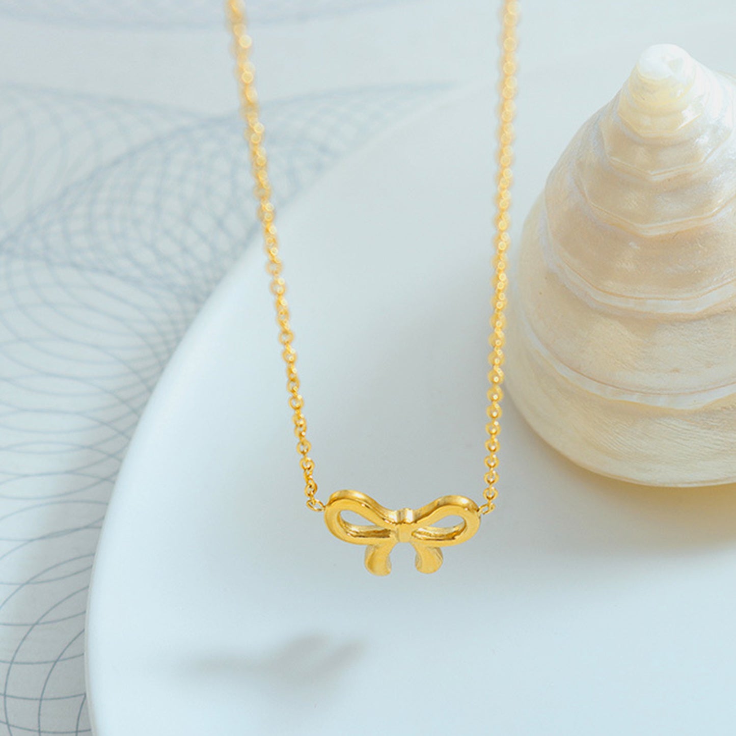 Gold-Plated Titanium Steel Bow Pendant Necklace - LaTezza Online Shop