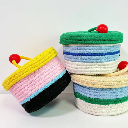 Home Cotton Weaving Storage Basket Ins Wind Vegetable Toy Storage Basket Living Room Miscellaneous Display Underwear Storage Basket - LaTezza Online Shop