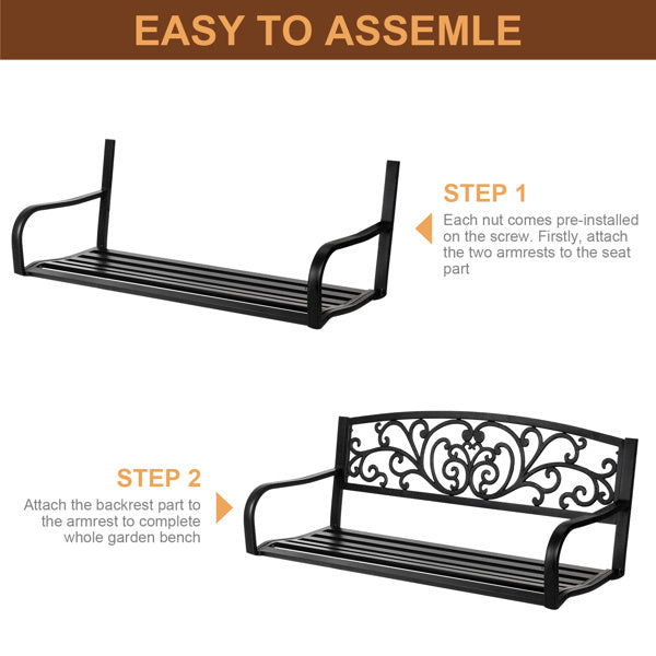 50 Inch PVC Butterfly Backrest Black Iron Bench - LaTezza Online Shop
