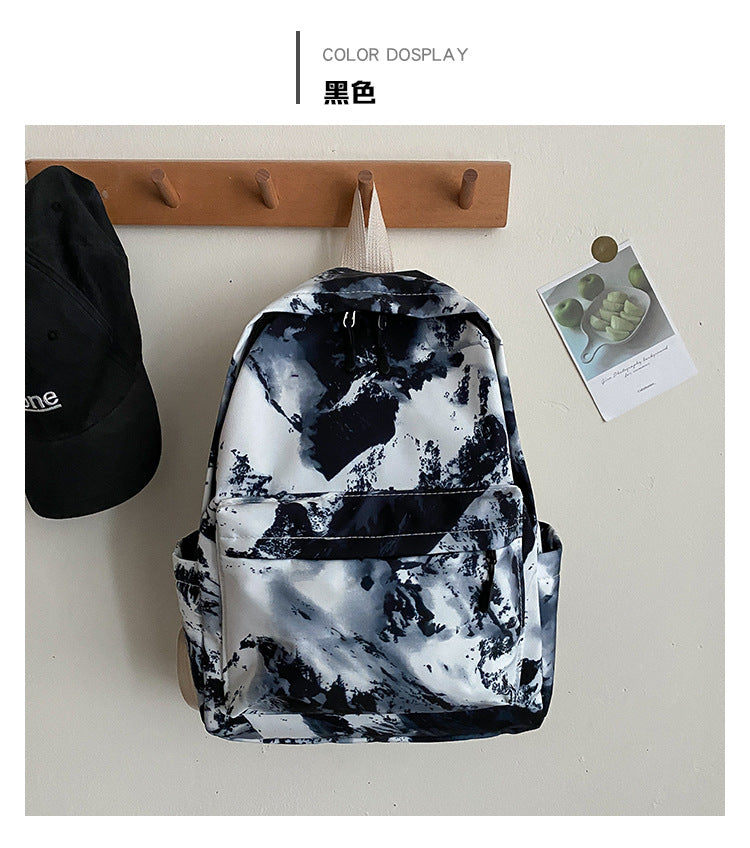 Student Schoolbag Women's Bag New Trendy Fashion Casual Backpack Western Style Simple Oil Painting Bag Travel Small Backpack - LaTezza Online Shop