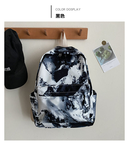 Student Schoolbag Women's Bag New Trendy Fashion Casual Backpack Western Style Simple Oil Painting Bag Travel Small Backpack - LaTezza Online Shop