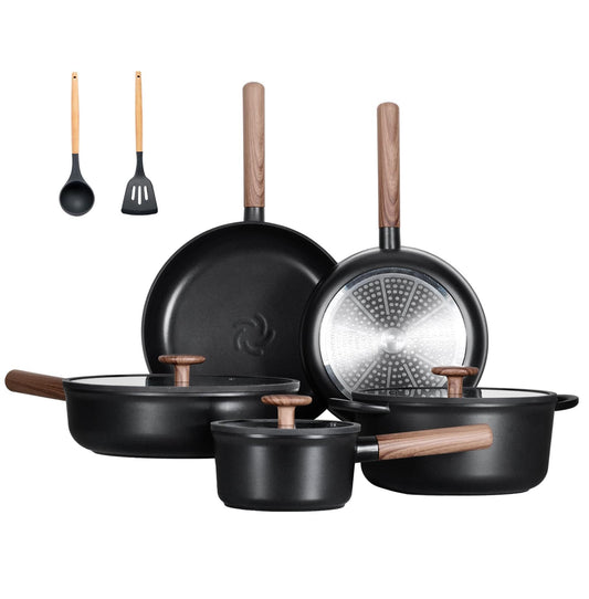 Ceramic Cookware Sets 15 Pcs Healthy Pots And Pans Set Non Stick Induction Kitchen Cooking Set With Removable Handles Oven Safe - LaTezza Online Shop