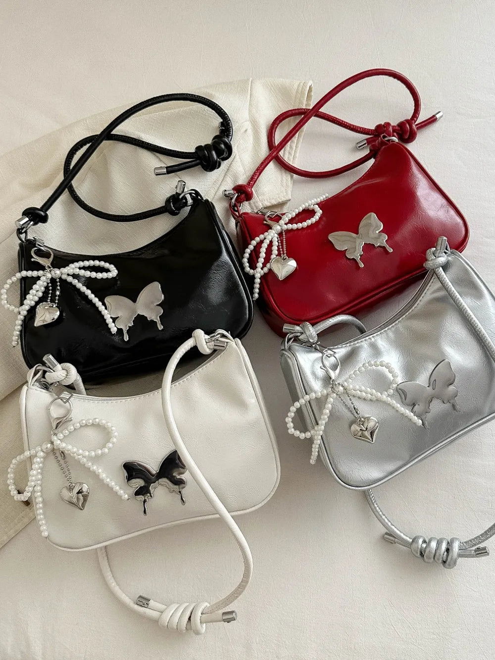 Shoulder Bag Butterfly PU Leather with Bow - LaTezza Online Shop