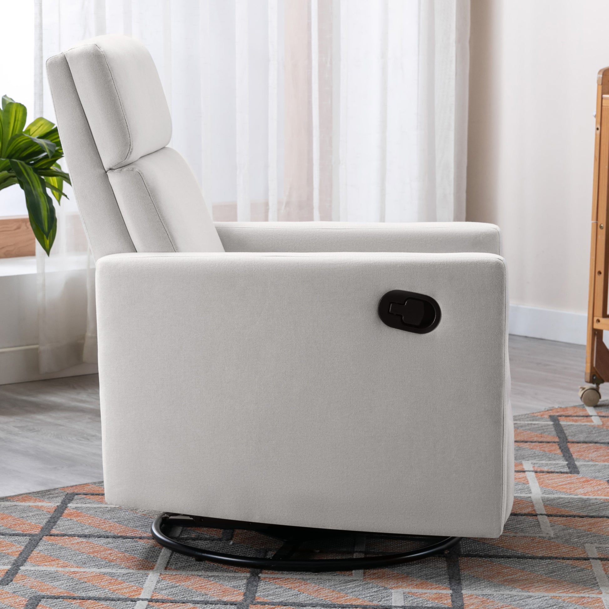 Modern Upholstered Rocker Nursery Chair Plush Seating Glider Swivel Recliner Chair Beige - LaTezza Online Shop