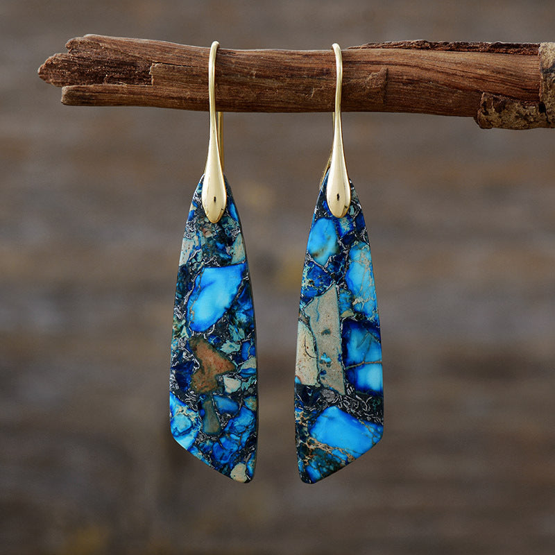 Bohemian Emperor Stone Geometric Pendant Earrings, European and American Popular Natural Stone Jewelry - LaTezza Online Shop