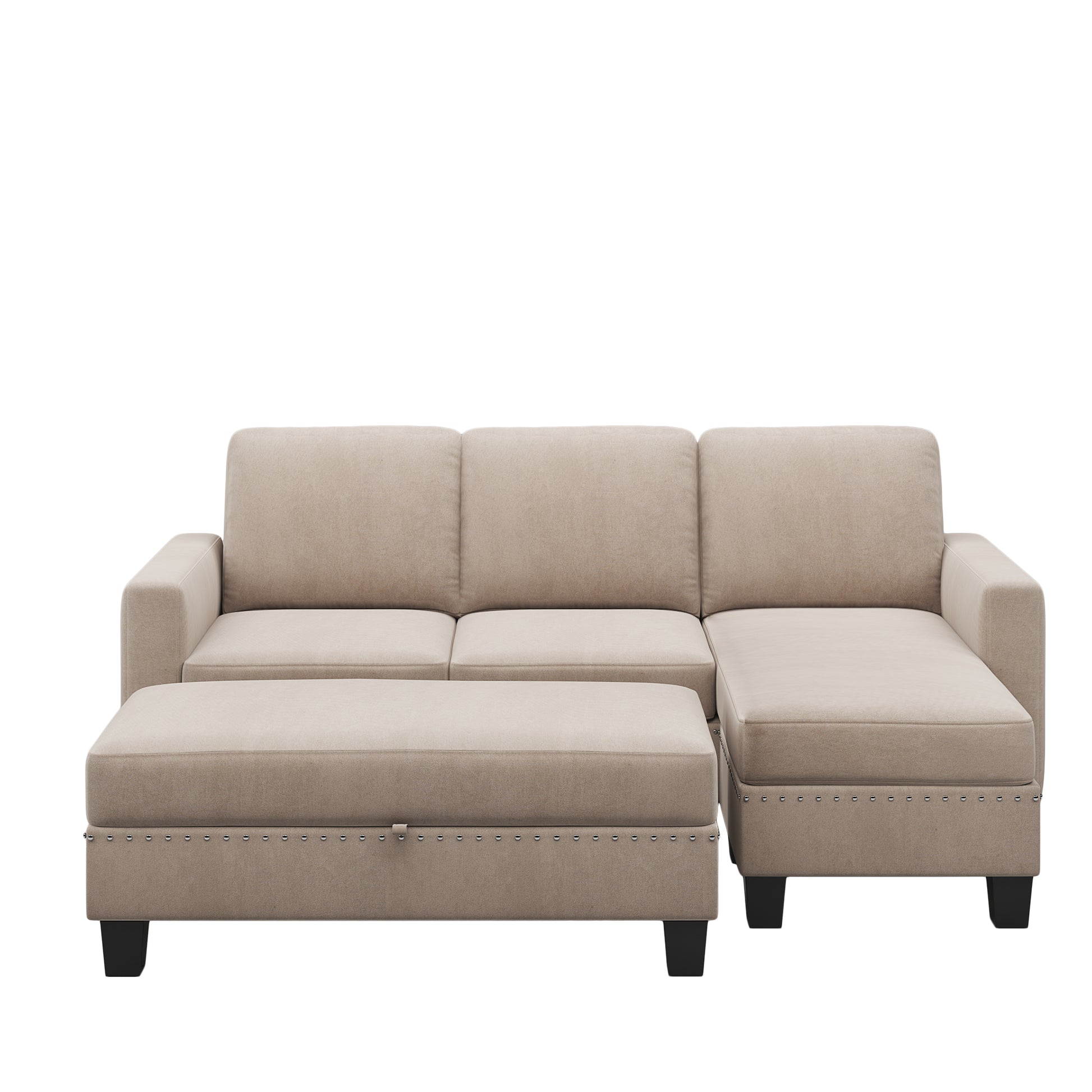 81" Reversible Sectional Couch with Storage Chaise L-Shaped Sofa for Apartment Sectional Set Warm Grey - LaTezza Online Shop