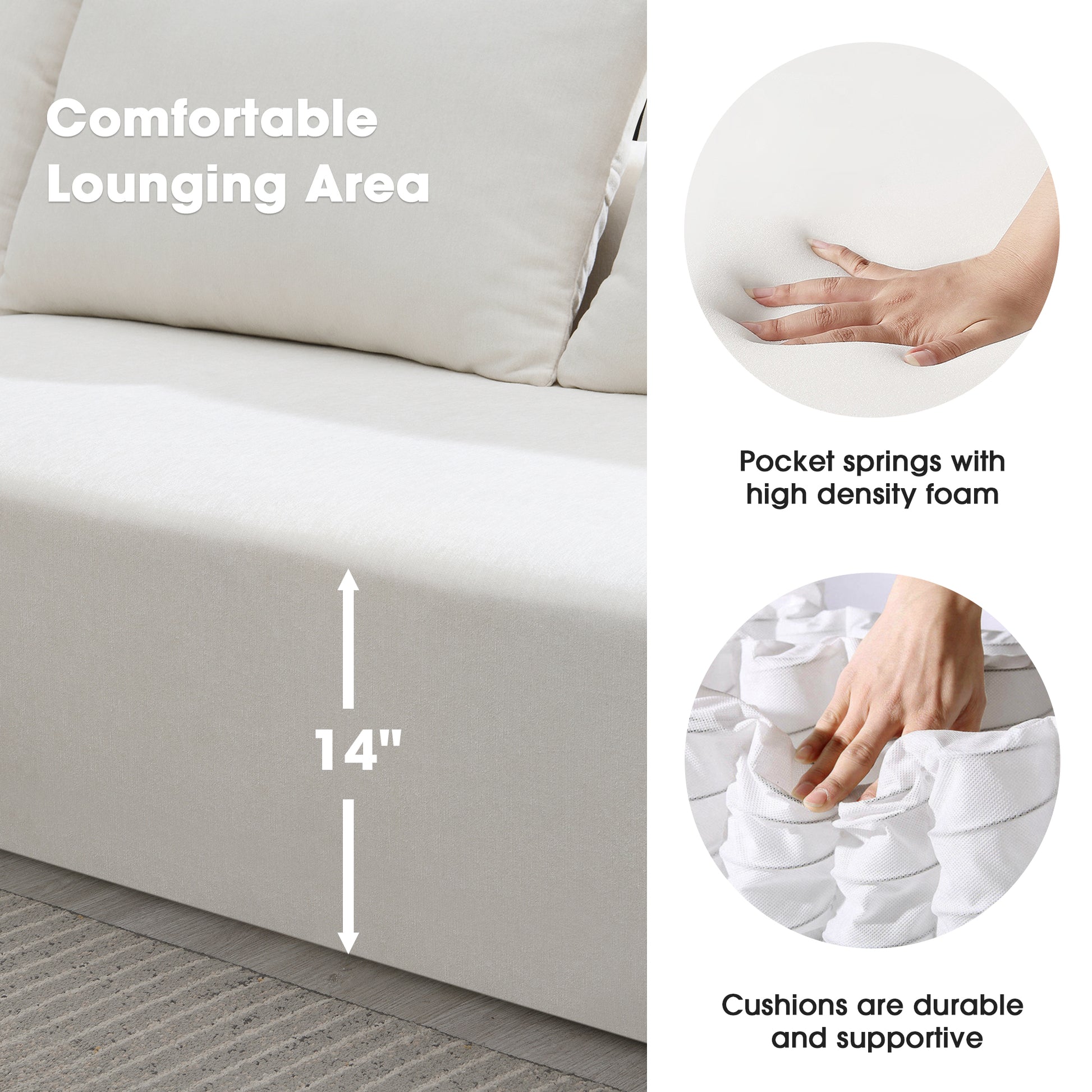 109*68" Modular Sectional Living Room Sofa Set Modern Minimalist Style Couch White - LaTezza Online Shop