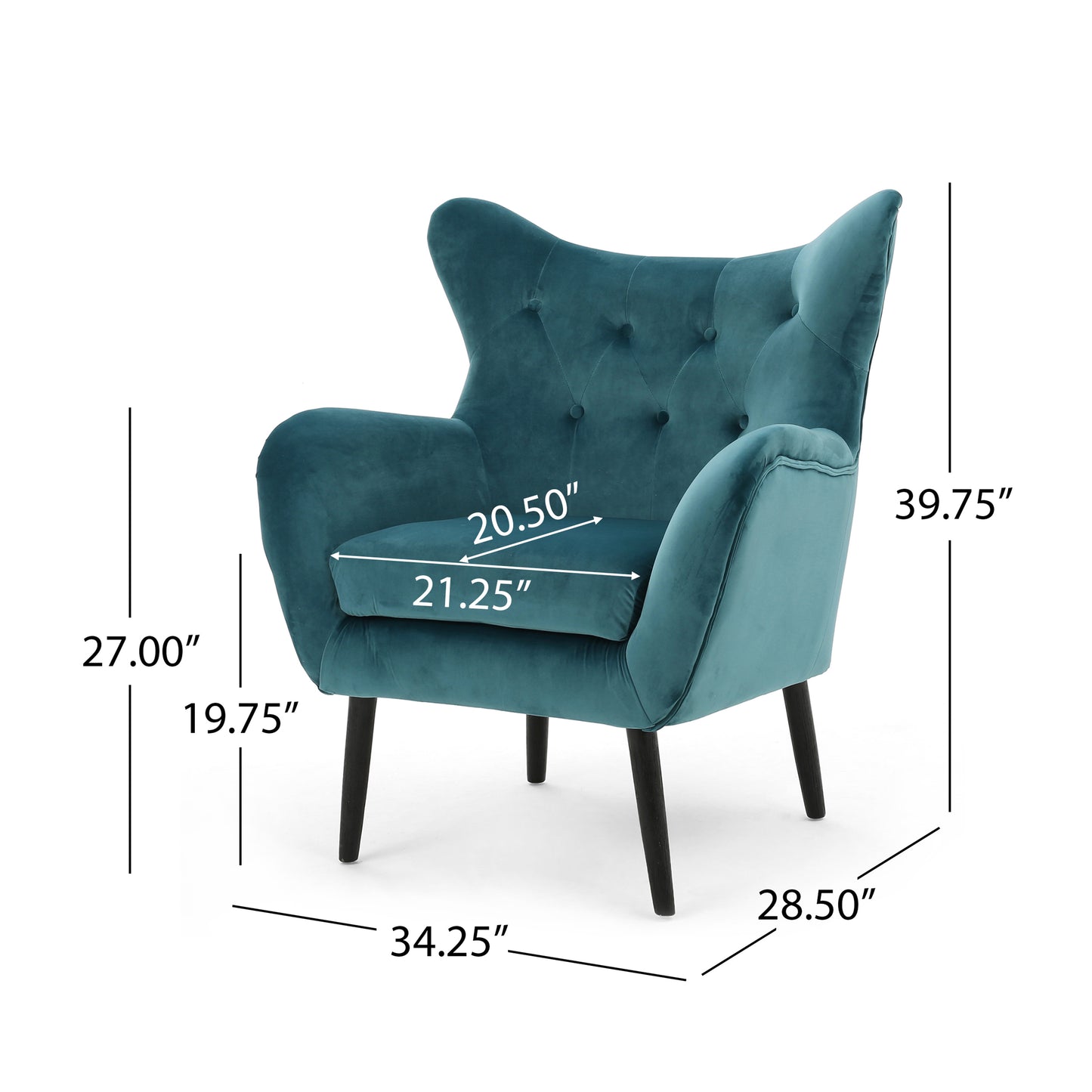 ARM CHAIR Accent Chair Teal Tufted Velvet Wing Back Chair - LaTezza Online Shop
