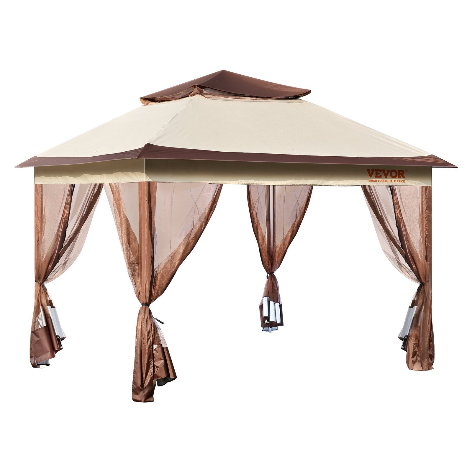 VEVOR Patio Gazebo, 11 X 11 FT Pop Up Gazebo For 8-10 Person, With Mosquito Netting, Metal Frame, And PU Coated 250D Oxford Cloth, Outdoor Canopy Shelter For Patio, Backyard, Lawn, Garden, De - LaTezza Online Shop