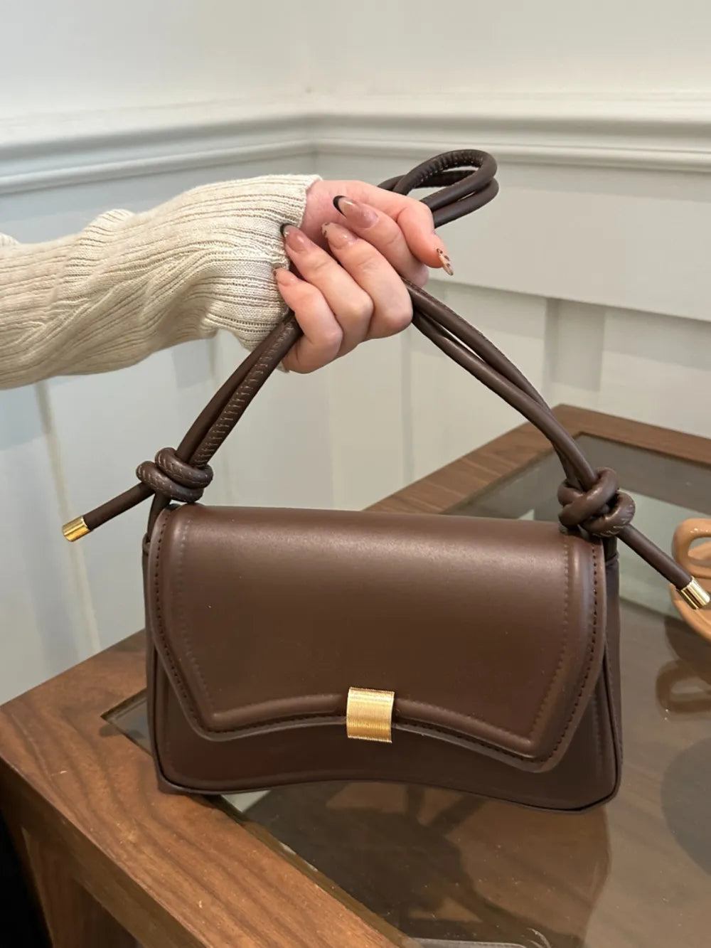 Knotted Strap PU Leather Handbag - LaTezza Online Shop