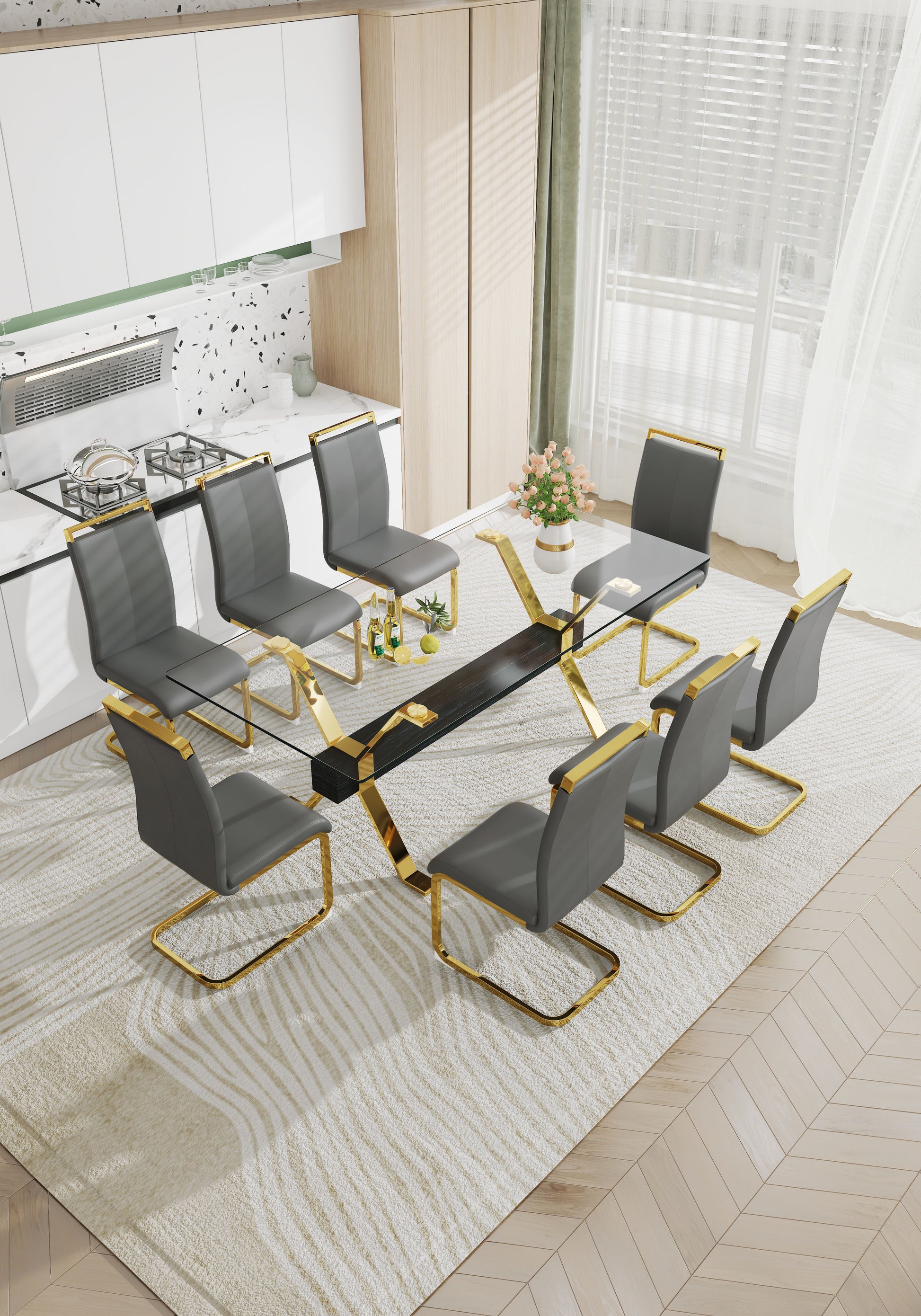 Dining table Modern tempered glass dining table Large modern office desk - LaTezza Online Shop