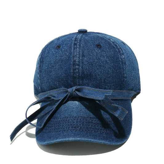 Washed Bow Denim Baseball Cap - LaTezza Online Shop