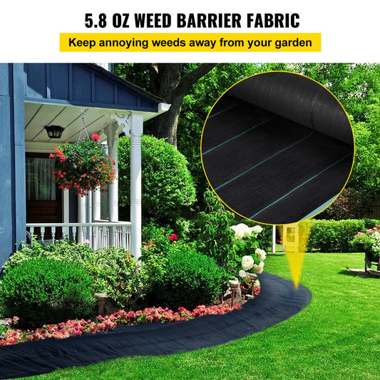 VEVOR Weed Barrier, 5.8oz Landscape Fabric, 4ft X 300ft Cover Mat Heavy Duty Woven Grass Control Geotextile For Garden, Patio, Black - LaTezza Online Shop
