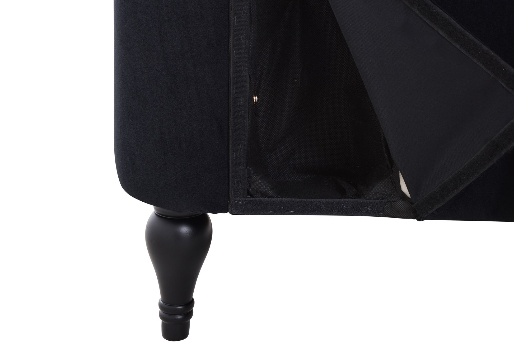 58 inch velvet lounge chair, button cluster right arm lounge chair with nail head decoration and solid wood legs - LaTezza Online Shop