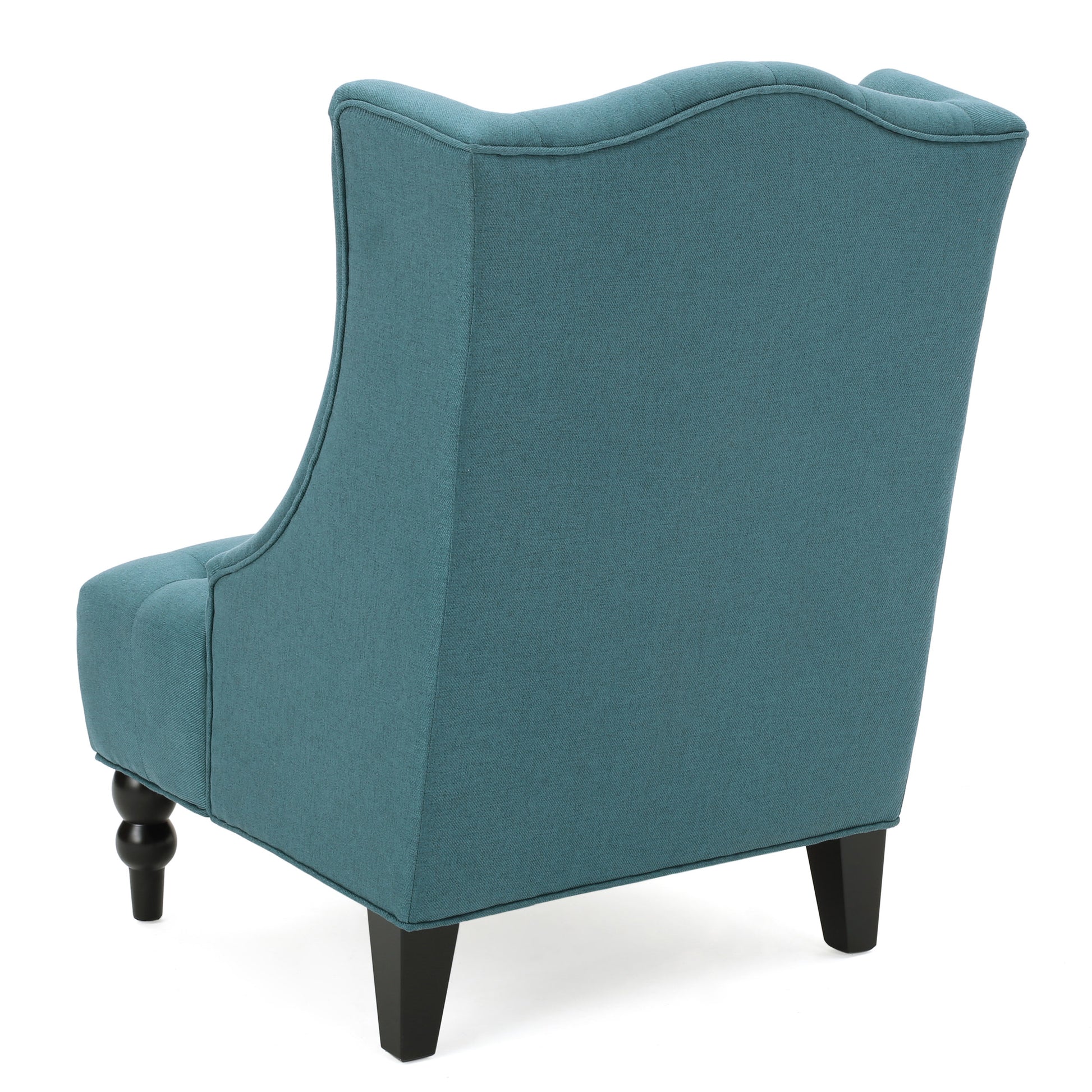 Teal Upholstered Wingback Chair with Birch Wood Legs - LaTezza Online Shop