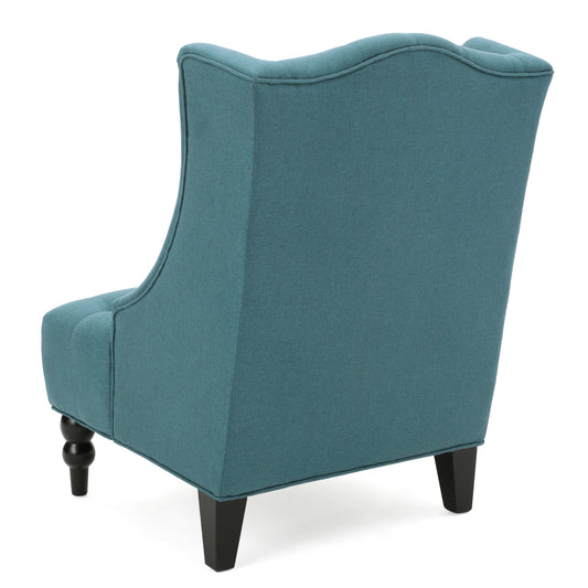 Teal Upholstered Wingback Chair with Birch Wood Legs - LaTezza Online Shop