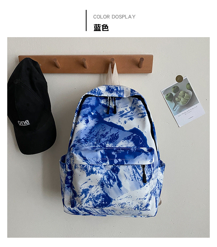 Student Schoolbag Women's Bag New Trendy Fashion Casual Backpack Western Style Simple Oil Painting Bag Travel Small Backpack - LaTezza Online Shop