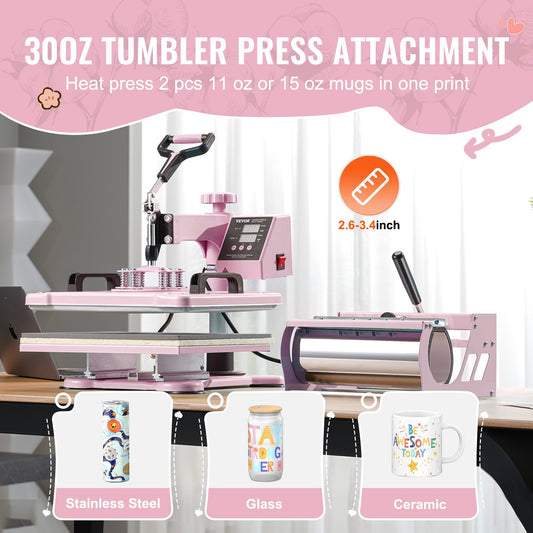 VEVOR Heat Press Machine 12x15 In 5 In 1 With 30oz Tumbler Press T-Shirts - LaTezza Online Shop
