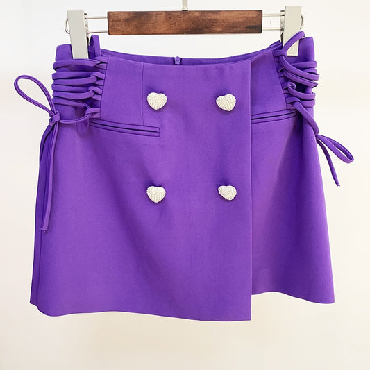 Women's Diamond Heart Button Bow Loose Suit Coat Sweet Suit Skirt - LaTezza Online Shop