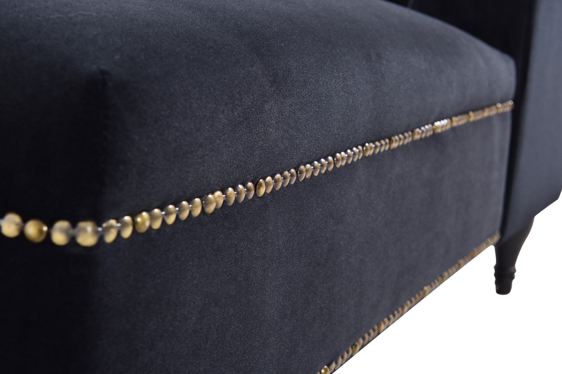 58 inch velvet lounge chair, button cluster right arm lounge chair with nail head decoration and solid wood legs - LaTezza Online Shop