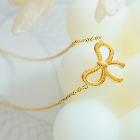 Gold-Plated Titanium Steel Bow Pendant Necklace - LaTezza Online Shop